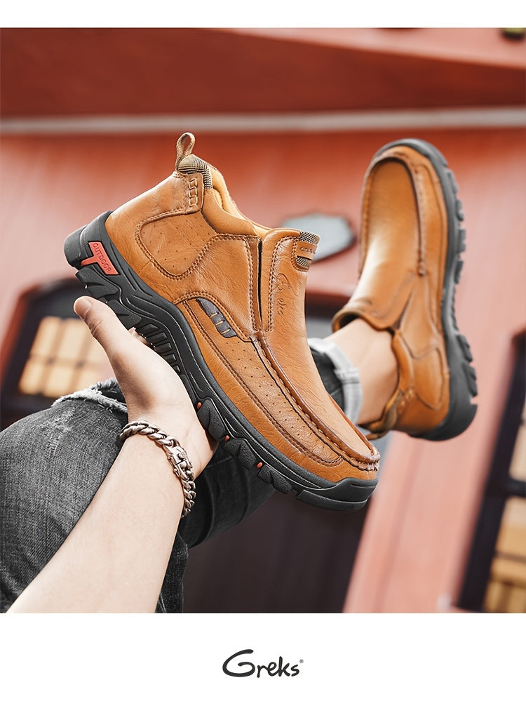 Bottines à enfiler cousues main pour homme GREKS, mocassins décontractés style Chukka, semelle antidérapante pour la randonnée, la conduite et le quotidien – chaussures légères et confortables pour homme