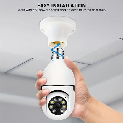 Lot de 4 ampoules caméra de sécurité WiFi 1080P HD – Suivi de mouvement par IA à 360°, PTZ intelligent, vision nocturne PIR, WiFi bi-bande 2,4G/5G, contrôle via application, fixation murale – Système de caméra de surveillance intérieure pour domicile
