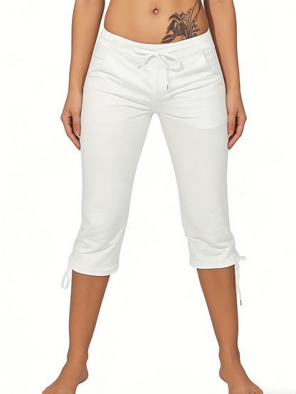 Lot de 4 pantalons courts légers pour femme – Pantacourts amples à taille cordon, bas d'été décontractés et respirants, tailles S-XXL, assortiments de couleurs variés