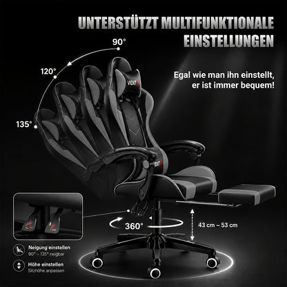 Chaise de bureau gaming ergonomique style course avec soutien lombaire, dossier haut réglable pour adultes et adolescents, fauteuil inclinable pour ordinateur PC