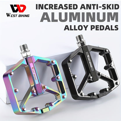 Pédales de vélo en alliage d'aluminium à 3 roulements, antidérapantes et légères, avec douille hexagonale pour VTT et vélos de route – Installation facile, accessoires de cyclisme durables multicolores, 1 paire
