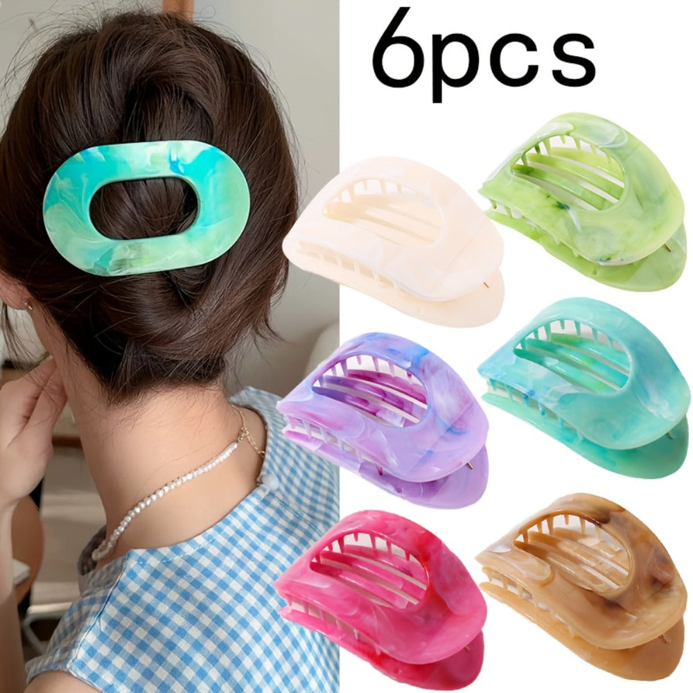 Lot de 5/6 pinces à cheveux requin surdimensionnées – Pinces plates extra-larges antidérapantes pour cheveux épais, plage, fête et usage quotidien, couleurs vives