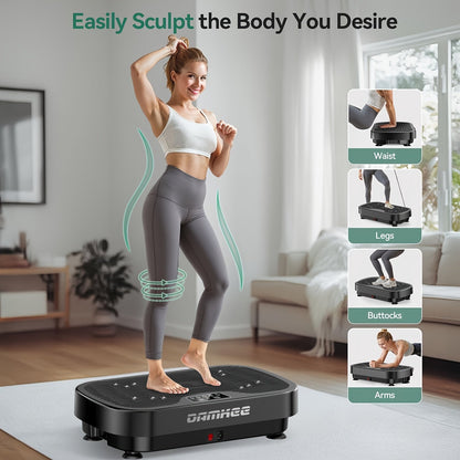 Plateforme vibrante pour la perte de poids et le drainage lymphatique – Appareil d'entraînement complet du corps avec 99 à 200 niveaux de vitesse, moteur silencieux, salle de sport portable à domicile, tonification musculaire, capacité de 150 kg