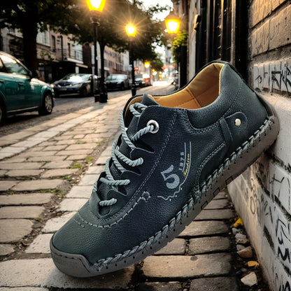 Baskets décontractées cousues main pour homme – Chaussures de marche légères à semelle plate, disponibles en noir, kaki, bleu, vert militaire et brun jaunâtre, pointures US 7,5 à 12,5