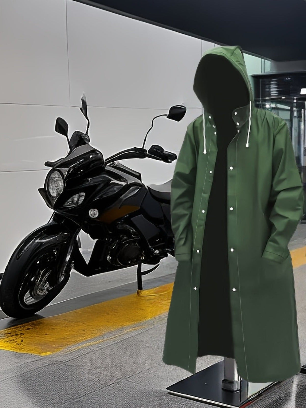 Imperméable long à capuche pour hommes et femmes – Veste de pluie coupe-vent à fermeture éclair intégrale avec capuche réglable, coupe ample et respirante pour la randonnée, le cyclisme, la pêche et le vélo – Vêtement de pluie unisexe pour adultes