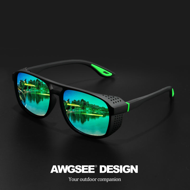 Lunettes de soleil sport polarisées Steampunk pour hommes et femmes – Verres HD UV400 pour le cyclisme, la course, la pêche et la conduite, monture durable avec découpes latérales, lunettes de sport en plein air