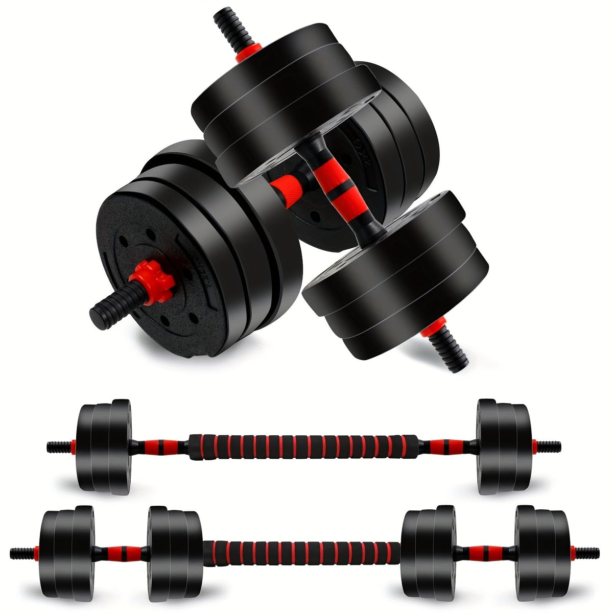 Set d'haltères réglables 10 kg & 20 kg pour hommes et femmes – Équipement de musculation pour salle de sport à domicile avec barre de connexion et disques pour entraînement de force, renforcement musculaire et remise en forme