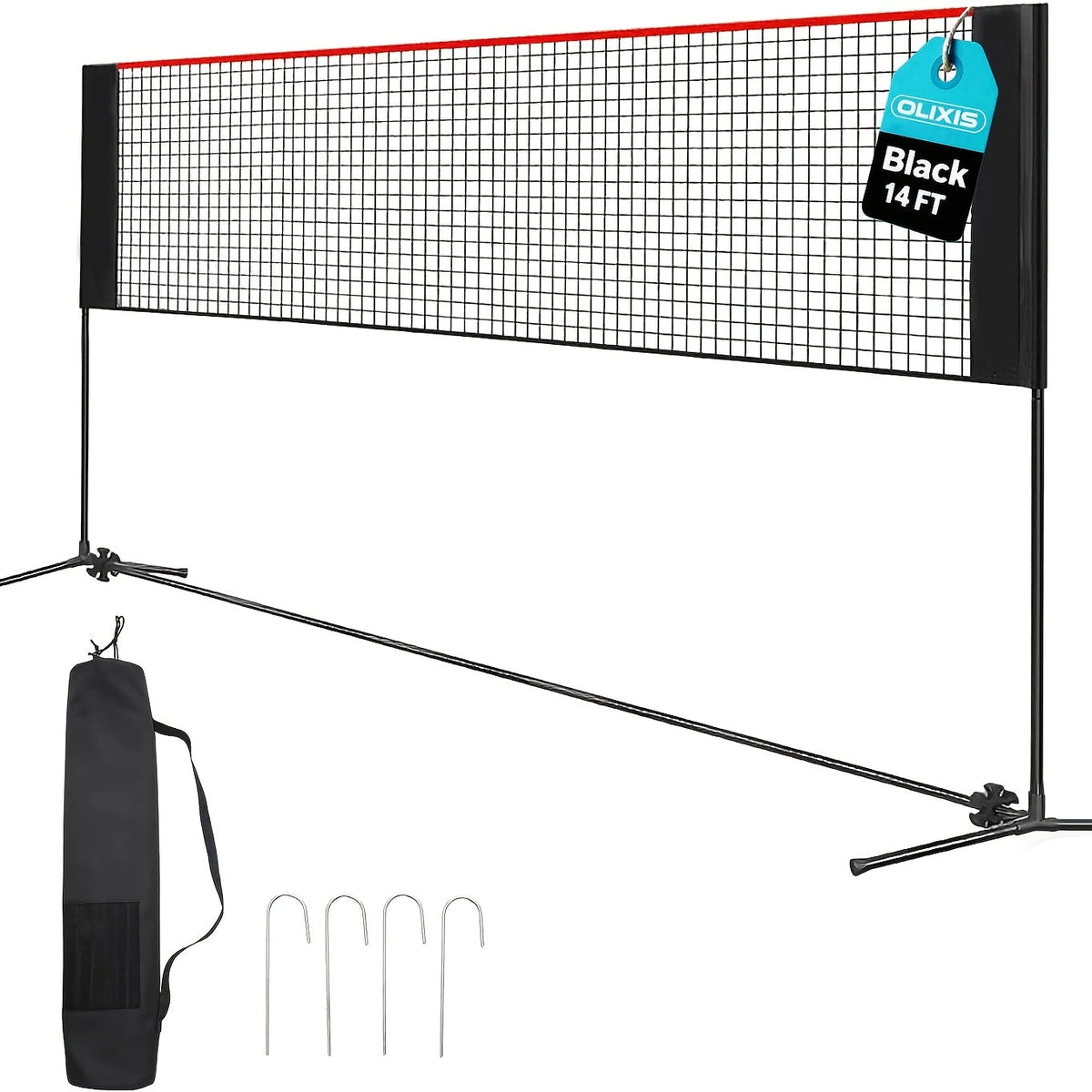 Ensemble de filet de badminton et volley-ball portable, hauteur et tension réglables, résistant aux intempéries avec sac de transport - Qualité professionnelle pour jardin, piscine, jeux sur terrain intérieur et extérieur