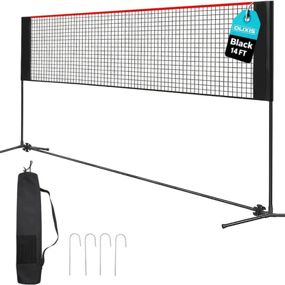Ensemble de filet de badminton et volley-ball portable, hauteur et tension réglables, résistant aux intempéries avec sac de transport - Qualité professionnelle pour jardin, piscine, jeux sur terrain intérieur et extérieur