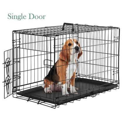 Cage pour chien pliable en fil métallique avec séparateur et plateau étanche – Chenil en métal repliable à double porte pour chiens de petite, moyenne et grande taille, pour intérieur, extérieur et voyage