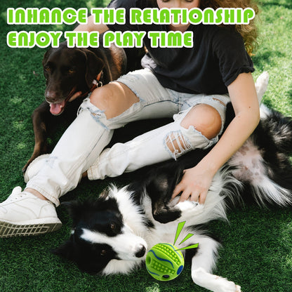 Jouet pour chien balle à picots sonore 10 cm - Balle interactive sonore pour le nettoyage des dents et le troupeau, jouet d'entraînement pour chiens moyens et grands, balle sensorielle en caoutchouc durable avec couineur