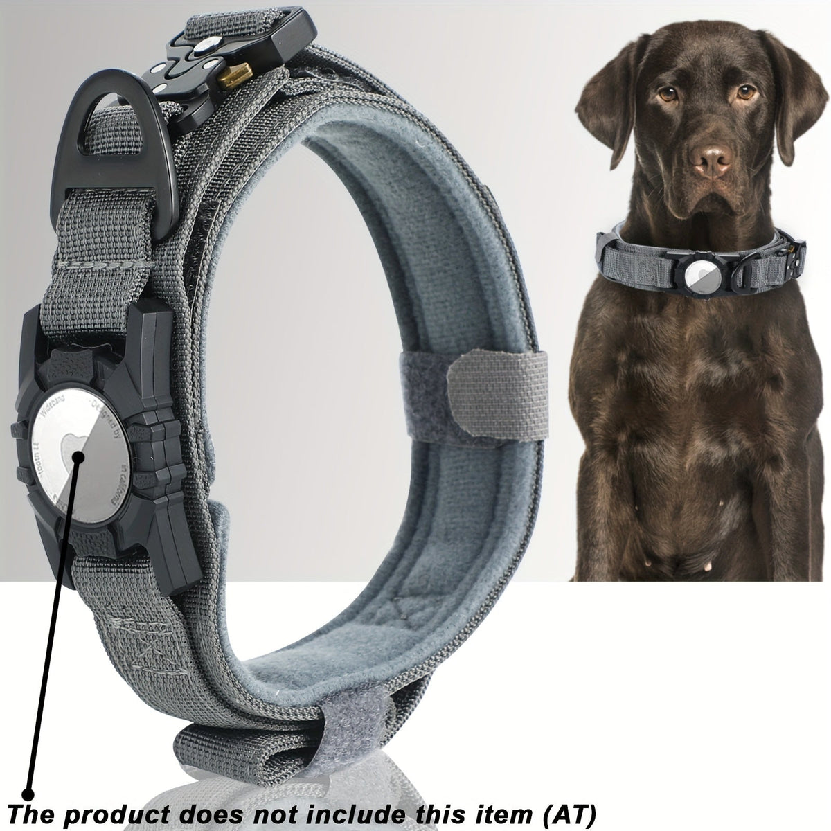 Collier tactique pour chien avec support GPS - Collier robuste en nylon de style militaire pour toutes les races, collier de dressage ajustable et sécurisé, 5 couleurs et 4 tailles (M/L/XL) pour chiens de grande et moyenne taille