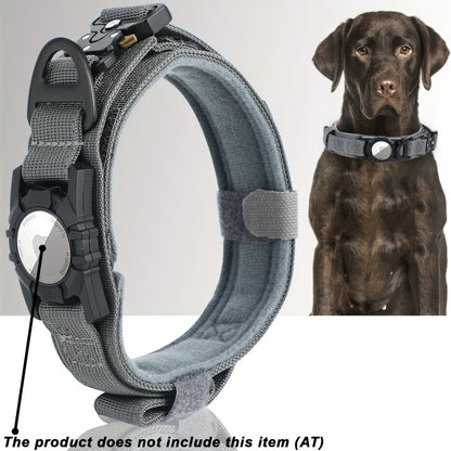 Collier tactique pour chien avec support GPS - Collier robuste en nylon de style militaire pour toutes les races, collier de dressage ajustable et sécurisé, 5 couleurs et 4 tailles (M/L/XL) pour chiens de grande et moyenne taille