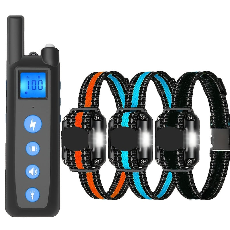Collier de dressage pour chien avec télécommande – Modes vibration et son, sangle en nylon réglable pour chiens de petite à grande taille, 1 télécommande pour contrôler 1, 2 ou 3 chiens