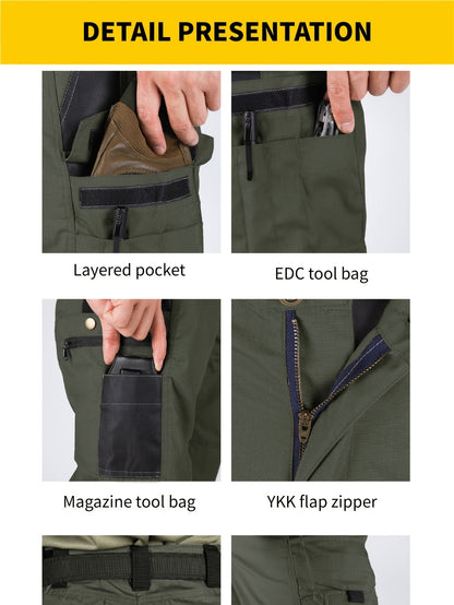 Pantalon cargo tactique pour homme, séchage rapide, léger, multi-poches, pour randonnée, plein air, travail, S-XXXL, noir, gris, vert, marron, coupe droite, pantalon utilitaire