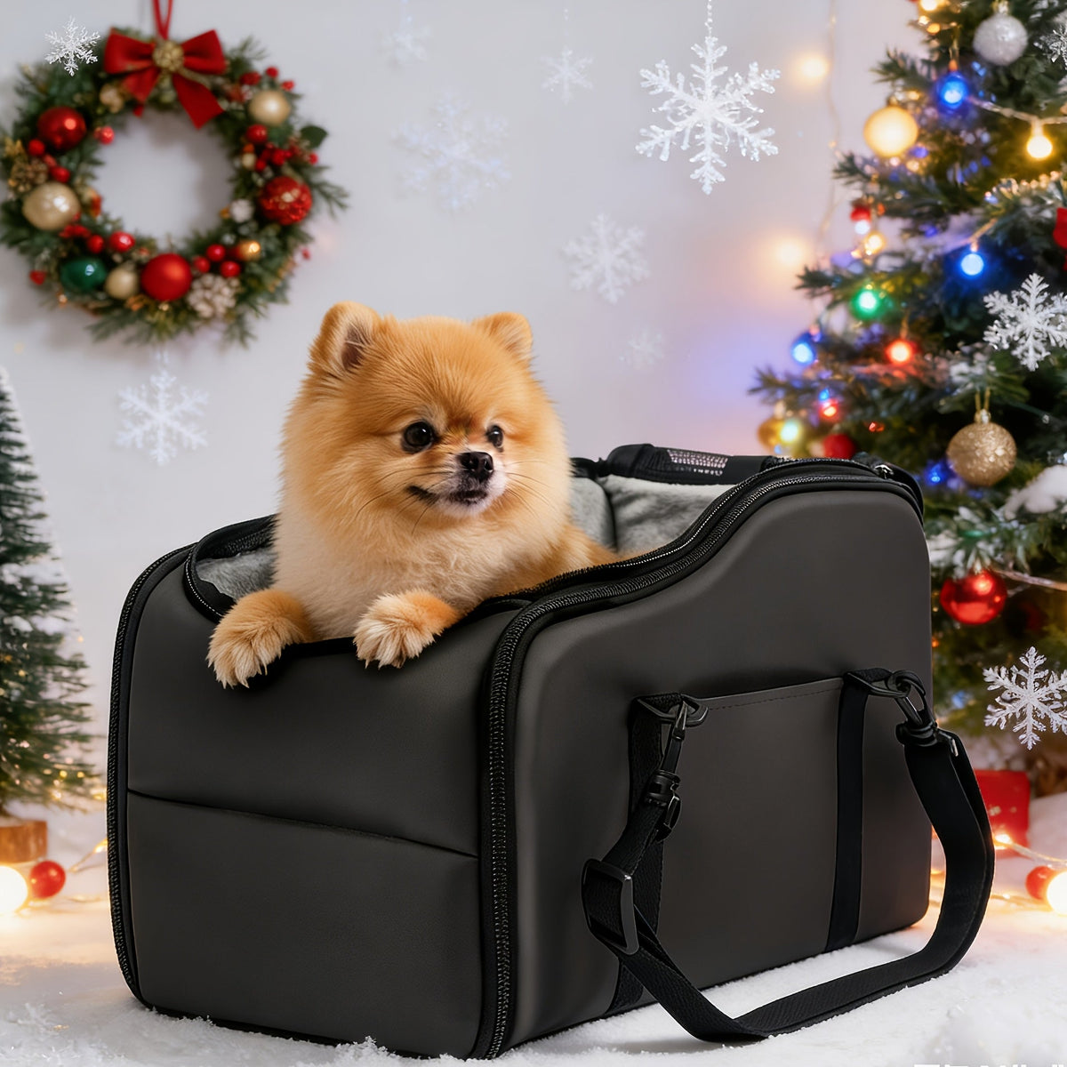 Siège auto rehausseur pour animaux avec harnais de sécurité – Coussin de transport pour chiens et chats pour console centrale, lit de voyage portable, construction robuste facile à nettoyer, plusieurs coloris