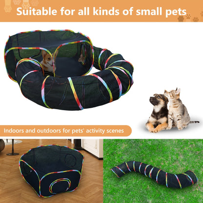 Parc pour chat Rainbow, enclos extérieur pour chat avec tunnel circulaire et tente pop-up portable, aire de jeu pliable pour chats, chatons et petits animaux, usage intérieur et extérieur