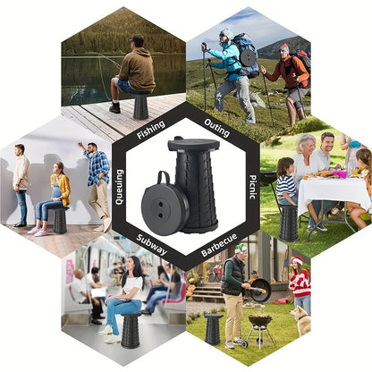 Lot de 2 tabourets pliants escamotables, portables et légers, capacité de 180 kg - Siège rétractable pour camping, pêche, randonnée, cuisine, barbecue, intérieur et extérieur