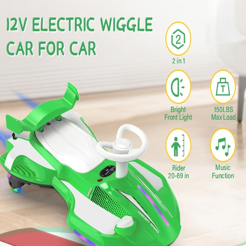 Voiture électrique à bascule 12V pour enfants - Jouet porteur 2-en-1 avec pédale, double vitesse, pulvérisation d'eau, lumières clignotantes, musique et conception anti-basculement | Garçons et filles de 3 ans et plus | Max 8 km/h