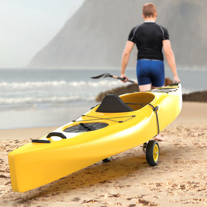 Chariot de transport pour kayak pliable Bonnlo en alliage d'aluminium moulé avec roues pleines de 10 po – Convient aux canoës, planches à pagaie, bateaux à fond plat, tapis flottants et embarcations