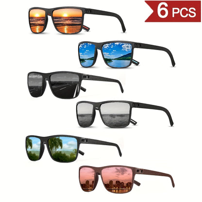Lot de 6 paires de lunettes unisexes, monture légère en PC, protection UV, verres haute définition anti-reflets - Lunettes de mode pour hommes et femmes, conduite et extérieur, pack économique, vision claire au quotidien