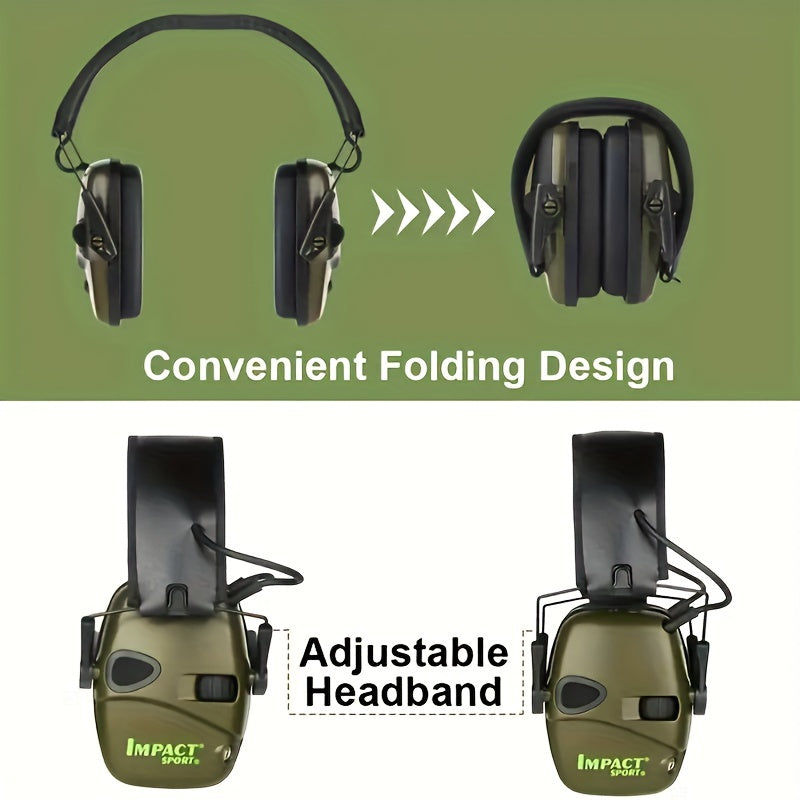 Casque de tir électronique tactique avec amplification sonore et réduction du bruit - Protection auditive serre-tête pour la chasse, le tir en stand en extérieur et les sports d'impact