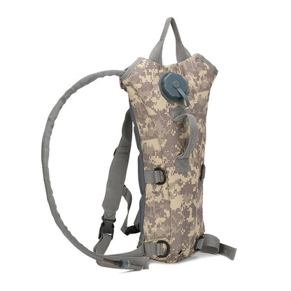 Sac à dos d'hydratation avec poche à eau de 3 L – Sac de randonnée en nylon avec réservoir inclus pour le camping, le trail et les aventures en plein air, disponible en kaki, vert, camouflage et camouflage gris