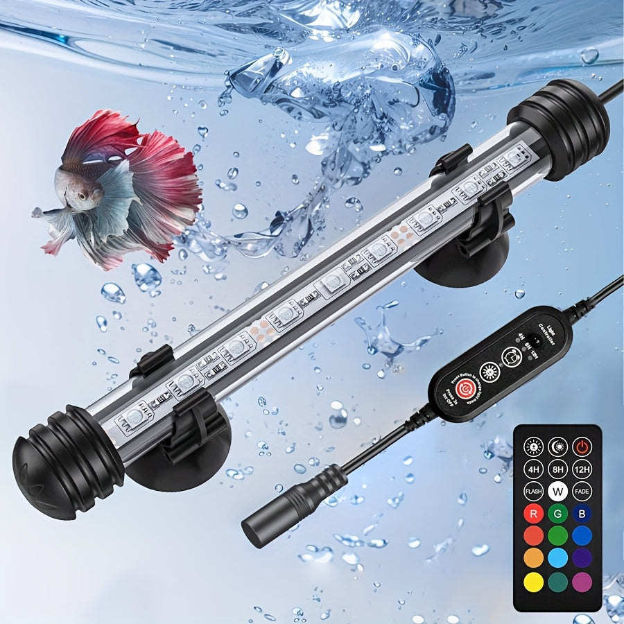 Éclairage LED submersible pour aquarium, lumière multicolore sous-marine pour aquarium, de 19 cm à 89 cm - Tailles multiples, 9 à 66 LED pour décoration d'aquarium d'eau douce et d'eau de mer