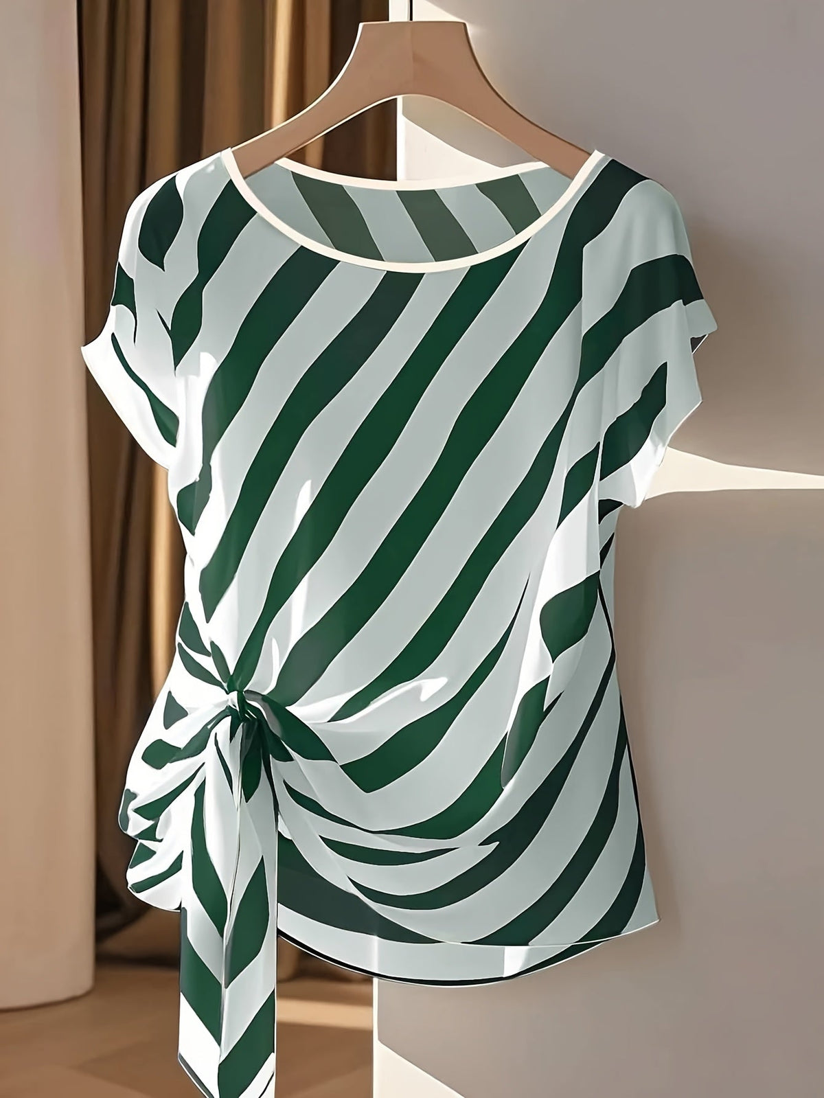 Chemisier sans manches pour femme style français à rayures avec nœud - Haut semi-transparent à col rond, idéal pour le printemps, l'été et l'automne, chic et décontracté | Haut pour femme au design élégant d'inspiration française, lavable en machine