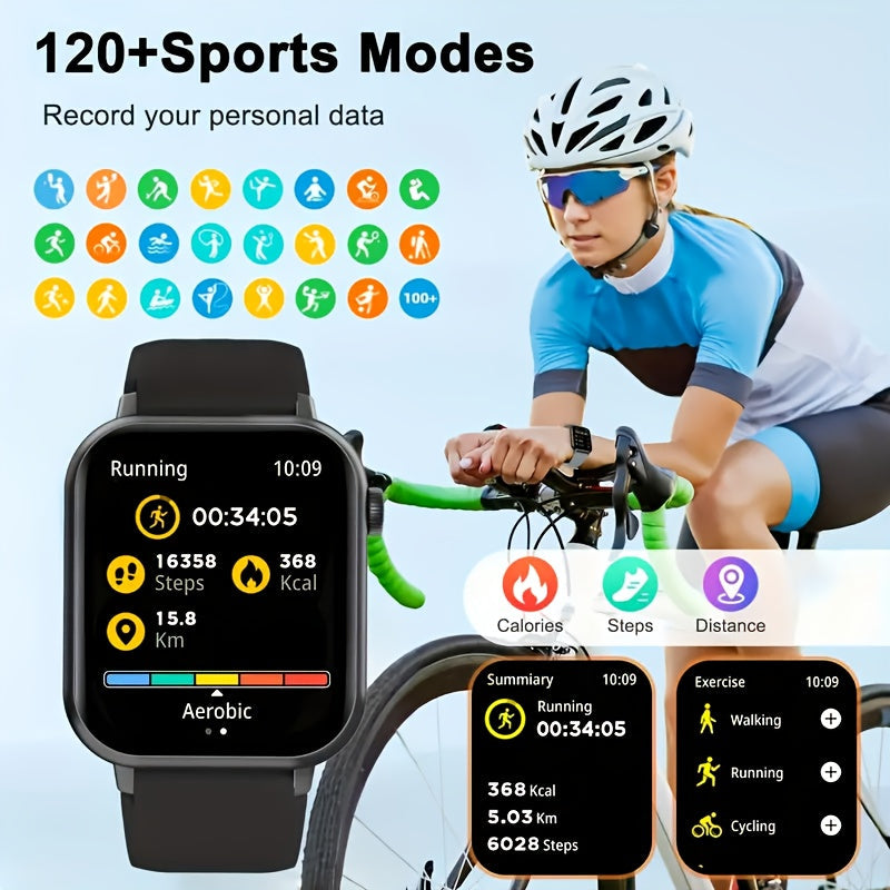 Montre intelligente pour hommes et femmes, étanche IP68, écran tactile complet de 1,83 pouce – Appels et messages sans fil, podomètre, suivi de fitness, compatible iPhone et Android, 6 options de couleur