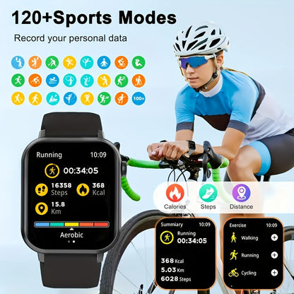 Montre intelligente pour hommes et femmes, étanche IP68, écran tactile complet de 1,83 pouce – Appels et messages sans fil, podomètre, suivi de fitness, compatible iPhone et Android, 6 options de couleur