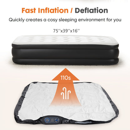 Matelas gonflable avec pompe intégrée – Lit d'appoint double hauteur de 40/46/53 cm d'épaisseur, capacité de 300 kg, base antidérapante – pour la maison, chambre d'amis, camping et usage extérieur