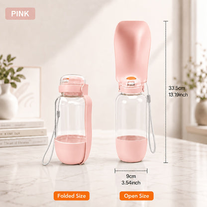 Gourde portable pour chien 2-en-1 avec écuelle - Distributeur d'eau anti-fuite de 520 ml pour animaux, grande capacité pour promenade, randonnée et camping