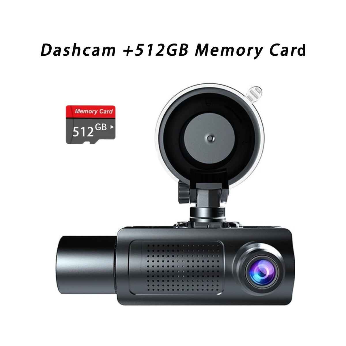 Dashcam 3 canaux avec vision nocturne infrarouge et application smartphone – Caméra avant, arrière et intérieure avec enregistrement en boucle, objectif grand angle, carte mémoire 64 Go/512 Go en option pour voitures, camions et covoiturage