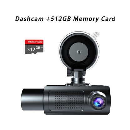 Dashcam 3 canaux avec vision nocturne infrarouge et application smartphone – Caméra avant, arrière et intérieure avec enregistrement en boucle, objectif grand angle, carte mémoire 64 Go/512 Go en option pour voitures, camions et covoiturage