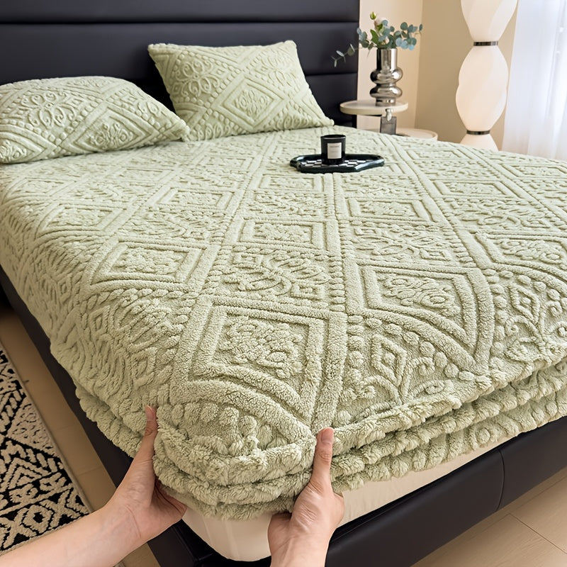 Drap de lit doux gaufré européen – Housse de matelas à poches profondes toutes saisons, literie ultra-douce lavable en machine pour lits une place, doubles, grand format et très grand format, protège-matelas chaud (sans taie d'oreiller)