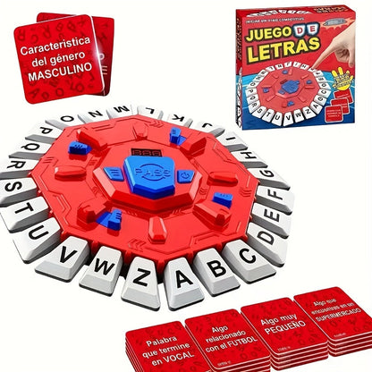 Spanish Alphabet Game for Kids - Fast-Paced Memory Matching Board Game with Round ABS Board, Countdown Timer, Colorful Letters & Cards - Educational STEM Toy for Family Party Game Night, Ages 4+