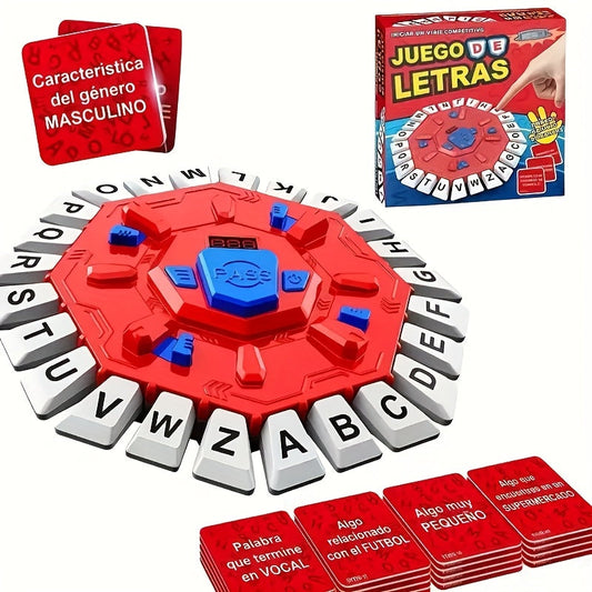 Jeu de l'alphabet espagnol pour enfants - Jeu de plateau de mémoire rapide avec plateau rond en ABS, compte à rebours, lettres et cartes colorées - Jouet éducatif STEM pour soirées jeux en famille, 4 ans et plus