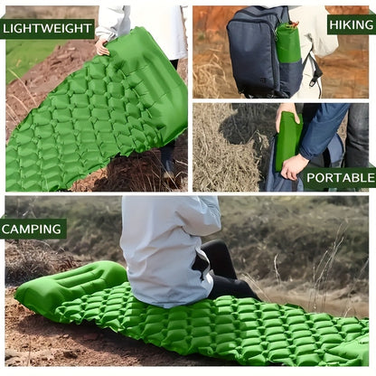 Matelas de camping gonflable - Matelas ultraléger avec oreiller et pompe à pied intégrée, tapis compact et portable pour la randonnée, le trekking, les voyages en voiture, la plage et le camping sous tente, couleurs variées