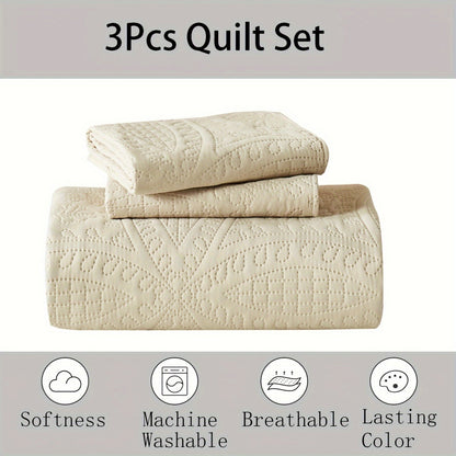 Ensemble de courtepointe d'été rafraîchissante 2-3 pièces, couvre-lit en microfibre légère et respirante – Couvre-lit au motif de pièces moderne, format simple, grand ou très grand, toutes saisons, choix de couleurs, cadeau de vacances pour la famille