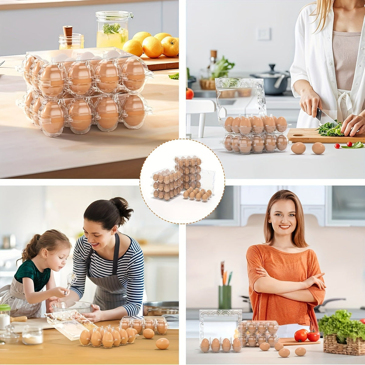 Lot de 60 boîtes à œufs transparentes en plastique, 12 alvéoles avec étiquettes – Boîtes à œufs en PET en gros pour la cuisine, l'élevage, la ferme avicole, le marché fermier et le stockage au réfrigérateur, capacité d'une douzaine d'œufs standard