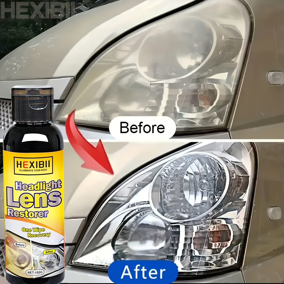 Liquide de restauration de phares de voiture 100 ml – Agent de revêtement par placage cristallin pour l'oxydation, le jaunissement, les rayures et le ternissement – Solution de remise à neuf et d'amélioration des phares – Velora