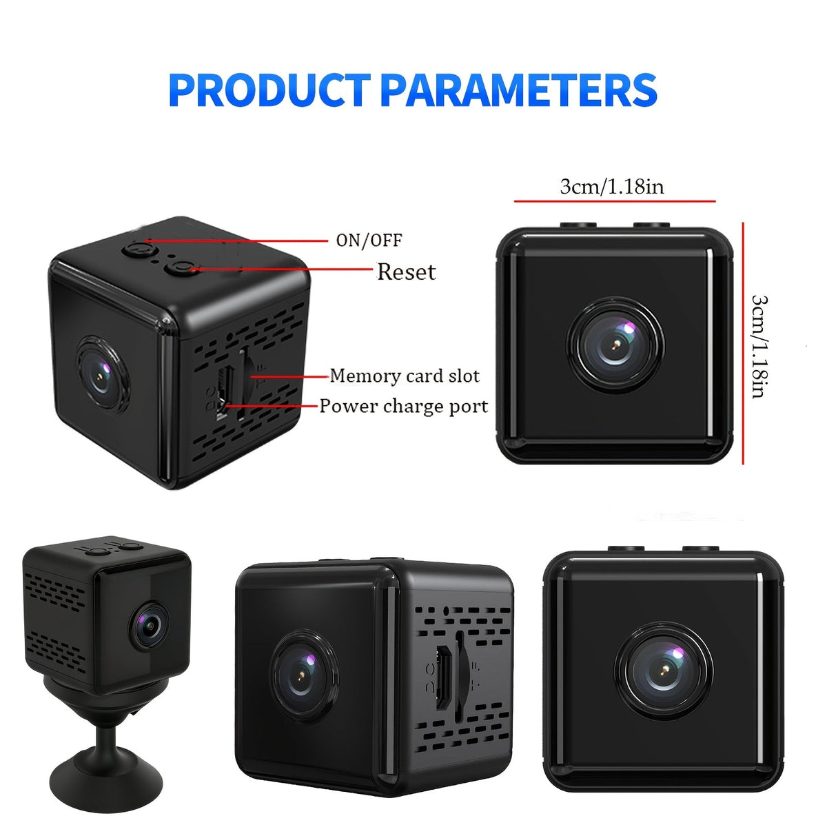 Mini caméra de sécurité sans fil 2K – Caméra de surveillance intérieure WiFi avec vision nocturne, support magnétique, enregistrement continu, moniteur pour bébé et animaux, alimentation USB/batterie, carte SD et stockage cloud
