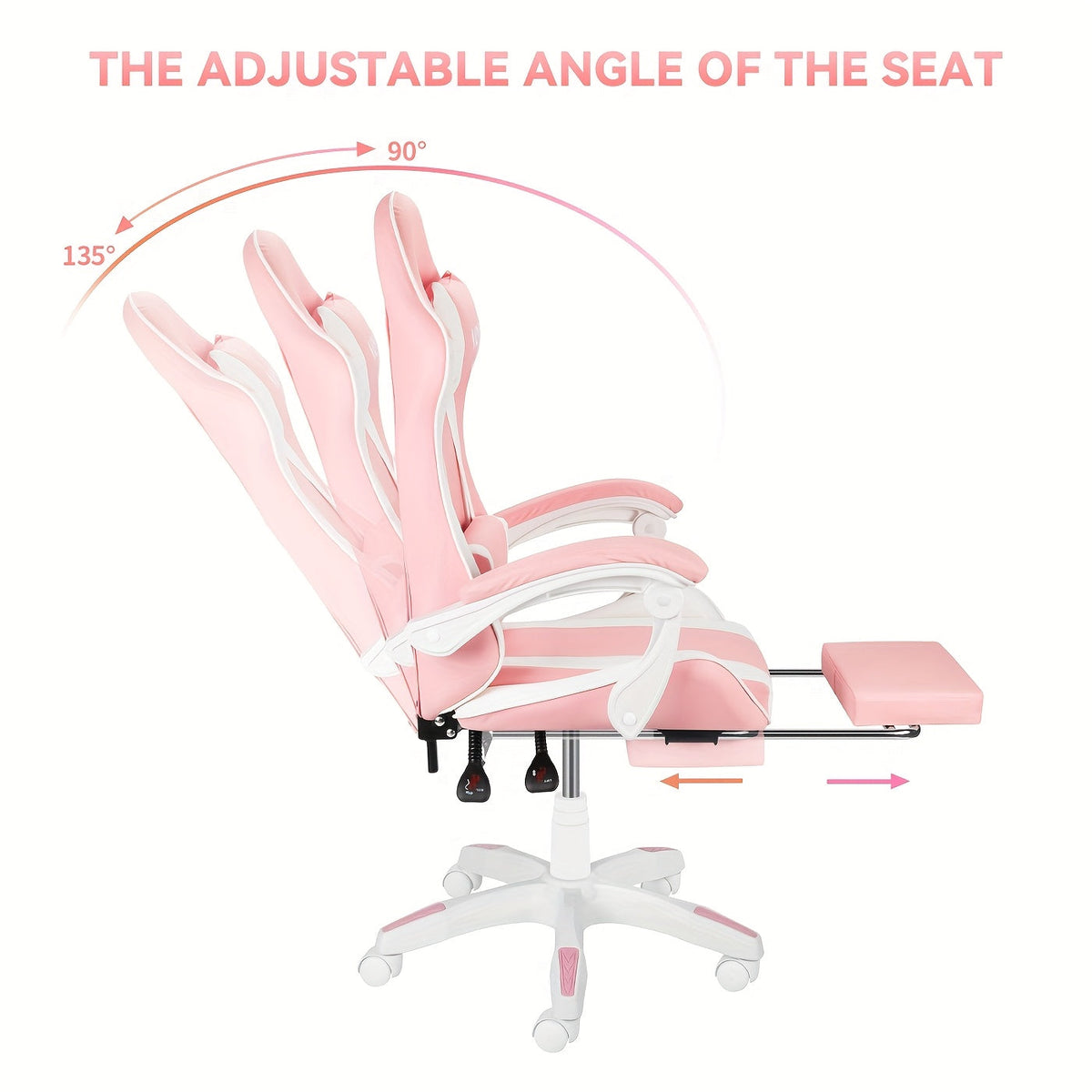 Chaise de bureau gaming ergonomique style course avec soutien lombaire, dossier haut réglable pour adultes et adolescents, fauteuil inclinable pour ordinateur PC