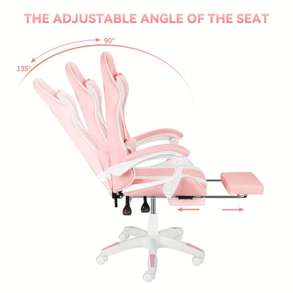 Chaise de bureau gaming ergonomique style course avec soutien lombaire, dossier haut réglable pour adultes et adolescents, fauteuil inclinable pour ordinateur PC