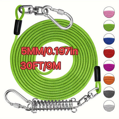 Laisse pour chien ultra-résistante de 1,8, 3, 4,5, 9, 15, 23 ou 30 mètres, câble d'attache d'entraînement pour grands chiens jusqu'à 225 kg, corde de course durable et résistante aux morsures pour le jardin
