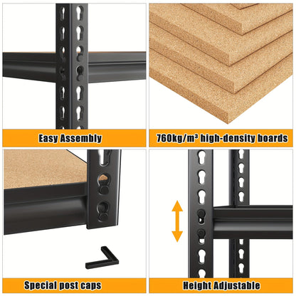 Étagère de rangement robuste en métal à 5 niveaux pour garage, 907 kg (2000 lb) – Étagère de rangement en acier réglable de 152 à 183 cm pour garage, sous-sol, garde-manger, cuisine et entrepôt, assemblage sans outils, noir