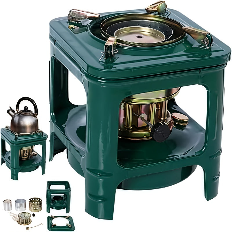 Réchaud de camping portable au kérosène avec brûleur intégré, radiateur et cuiseur à pétrole léger pour l'extérieur avec réglage de flamme pour le camping, les pique-niques et les barbecues