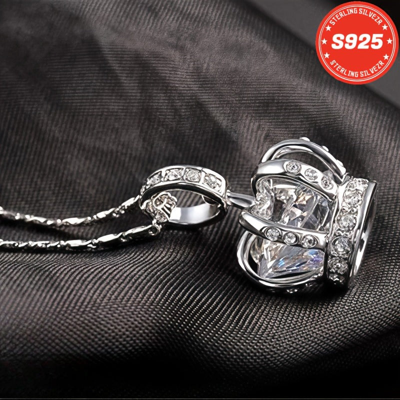 Collier couronne en argent sterling S925 pour femme 18 pouces – Pendentif en oxyde de zirconium 5A, ras-du-cou hypoallergénique, cadeau élégant pour femme, petite amie, maman, fille, anniversaire, Noël