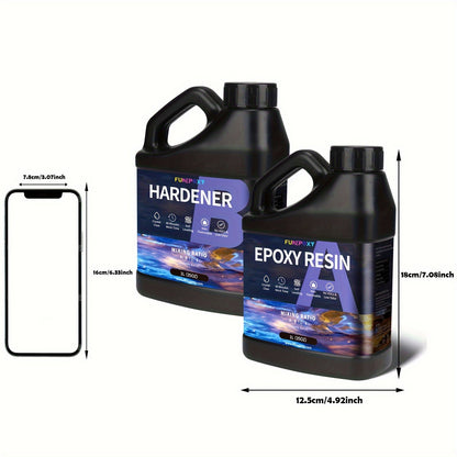 Kit de résine époxy cristalline FUNEPOXY, rapport 1:1, autonivelante, fini ultra-brillant pour dessus de table, comptoirs de bar, tables à bord brut, résine de coulage, création de bijoux, 16oz, 32oz, 64oz, 1 gallon, 2 gallons